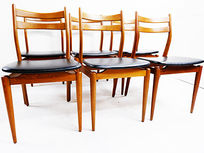 Set Of 6 Danish Teak Dining Chairs, Teak Dining Room Chairs Uk