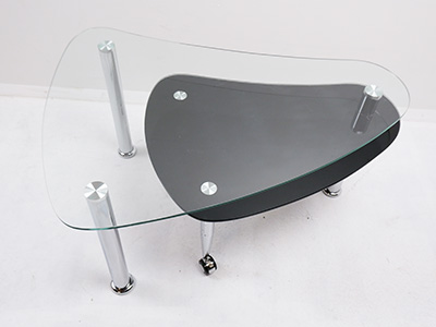 water aardolie dam Glazen salontafel met een draaibaar onderblad op wielen - 55concept