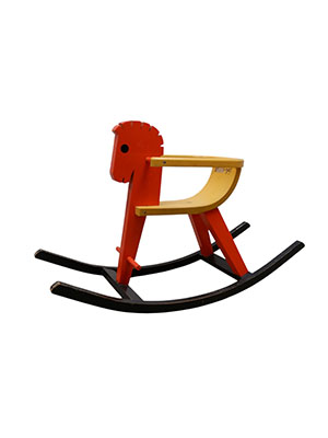 Wooden rocking horse designed by Konrad Keller