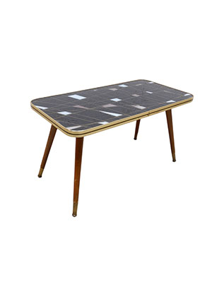 Vintage bijzettafel met glazen blad, jaren 50