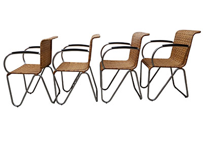 Set van 4 Gispen Diagonaal stoelen, jaren 30