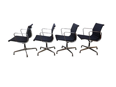 Set of 4 Vitra EA 108 chairs, black hopsak - Image 2
