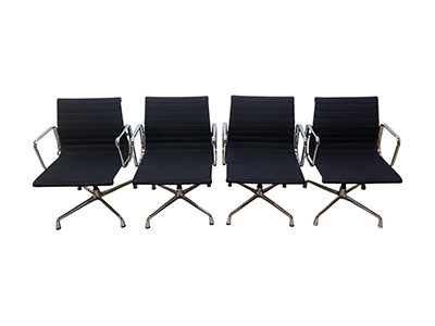Set of 4 Vitra EA 108 chairs, black hopsak - Image 3